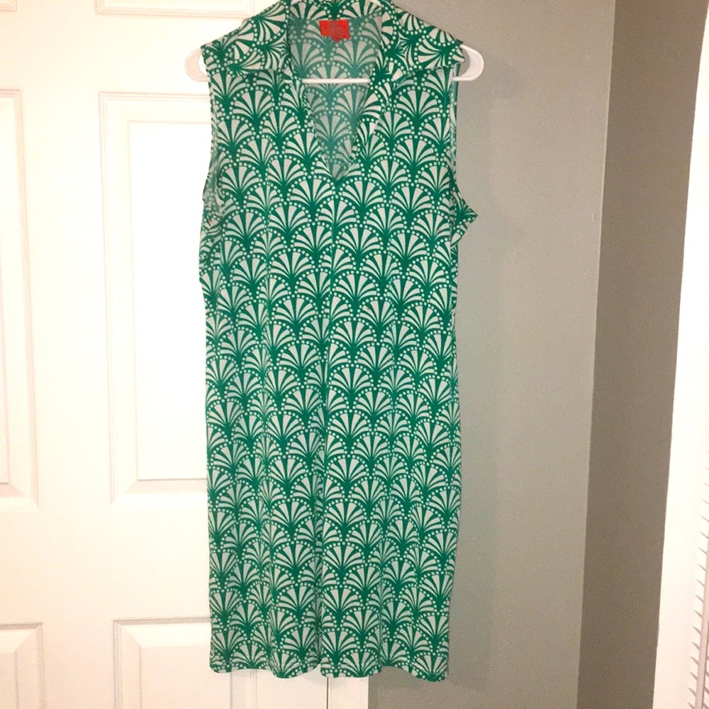 Kelly Green and White Dress